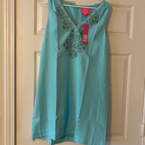 Lilly Pulitzer Blue Ibiza Penelope Shift, Size 12 - Picture 2 of 4